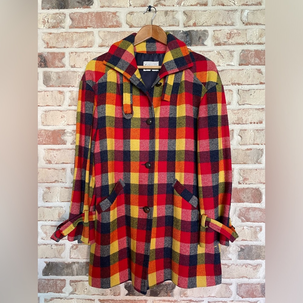 PENDLETON Vintage 100% Virgin Wool Multicolor Button-Down Lined Coat
